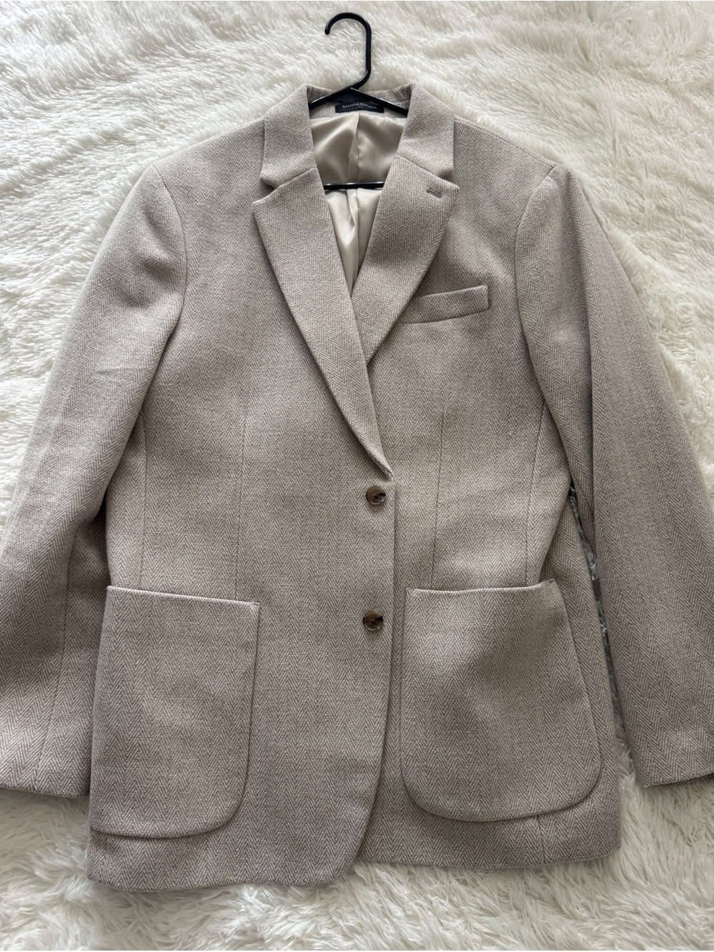 Banana Republic Light Beige Tailored Wool-Blend Blazer